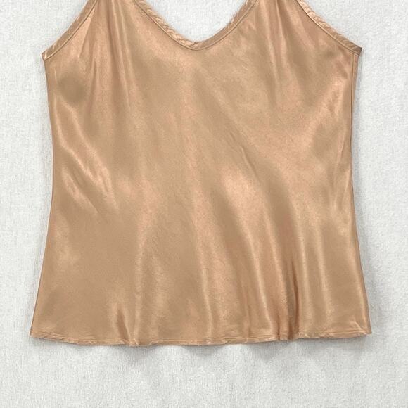 ENZA COSTA Bias Cami Tank Women Medium Khaki V-neck Adjustable Strappy Satin NEW - Picture 9 of 16